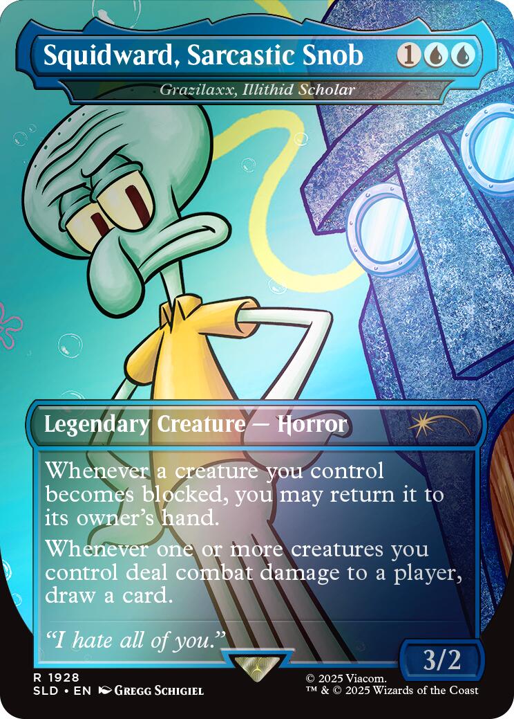 Squidward, Sarcastic Snob - Grazilaxx, Illithid Scholar (Rainbow Foil)