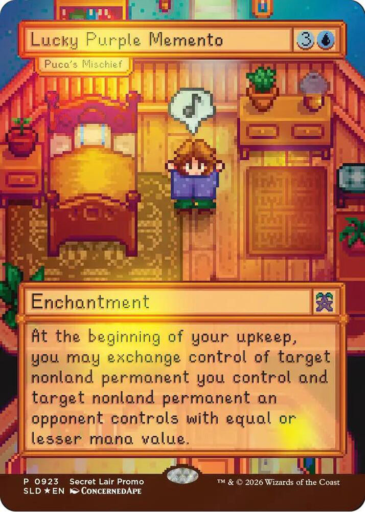 MTG Secret Lair x Stardew Valley Puca's Mischief As "Lucky Purple Memento" (Foil)