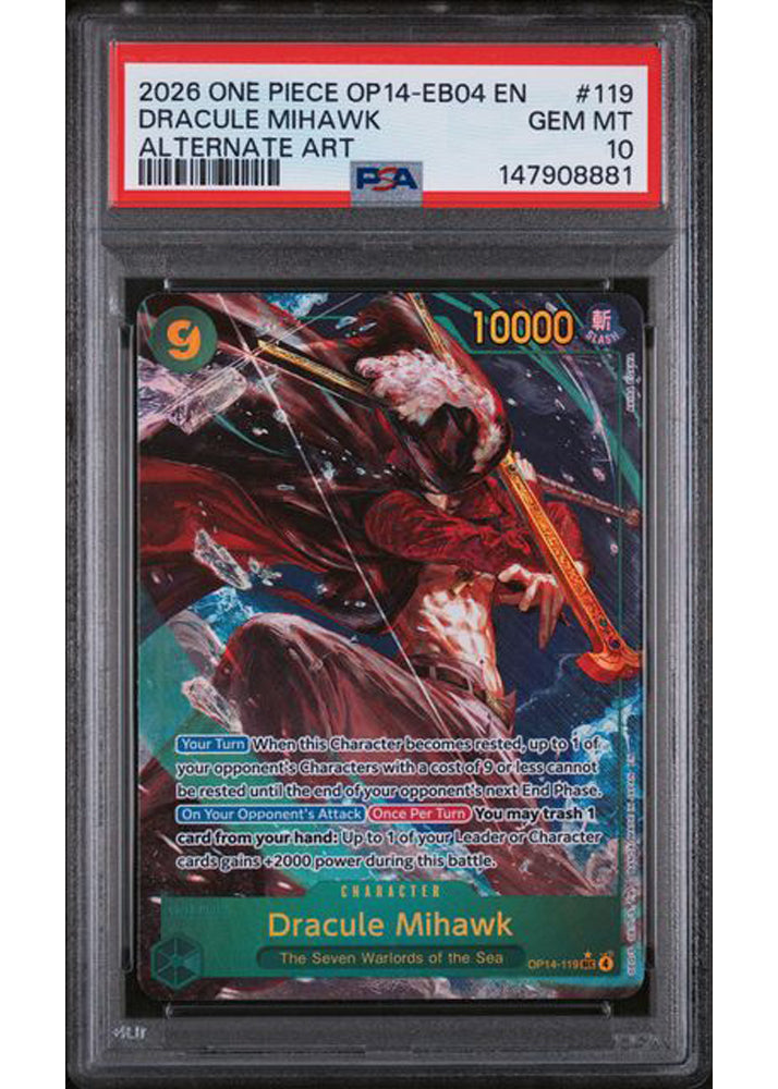 Dracule Mihawk - OP14-119 (Alternate Art) The Azure Sea's Seven PSA 10