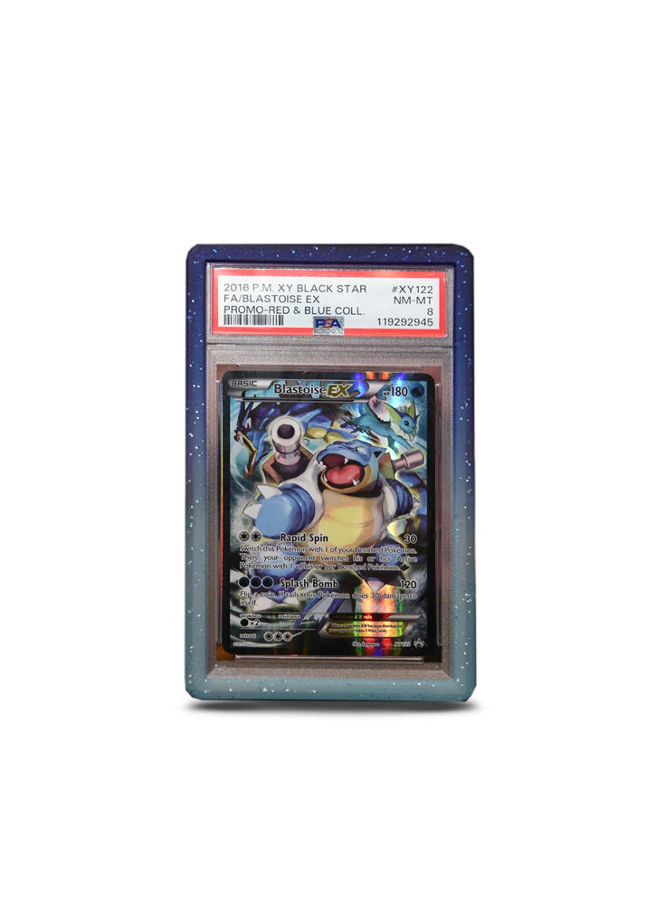 EVORETRO PSA Graded Card Protector Bumper Gradient Light Blue-Dark Blue Glitter