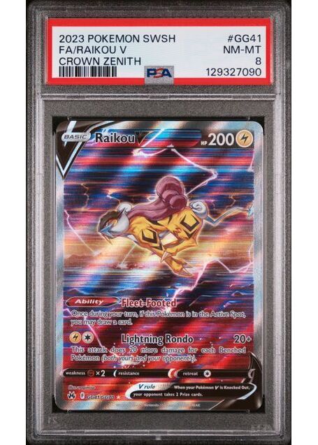 Raikou V (Crown Zenith: Galarian Gallery) PSA 8