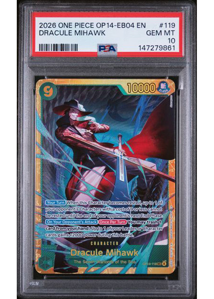 Dracule Mihawk - OP14-119 The Azure Sea's Seven PSA 10
