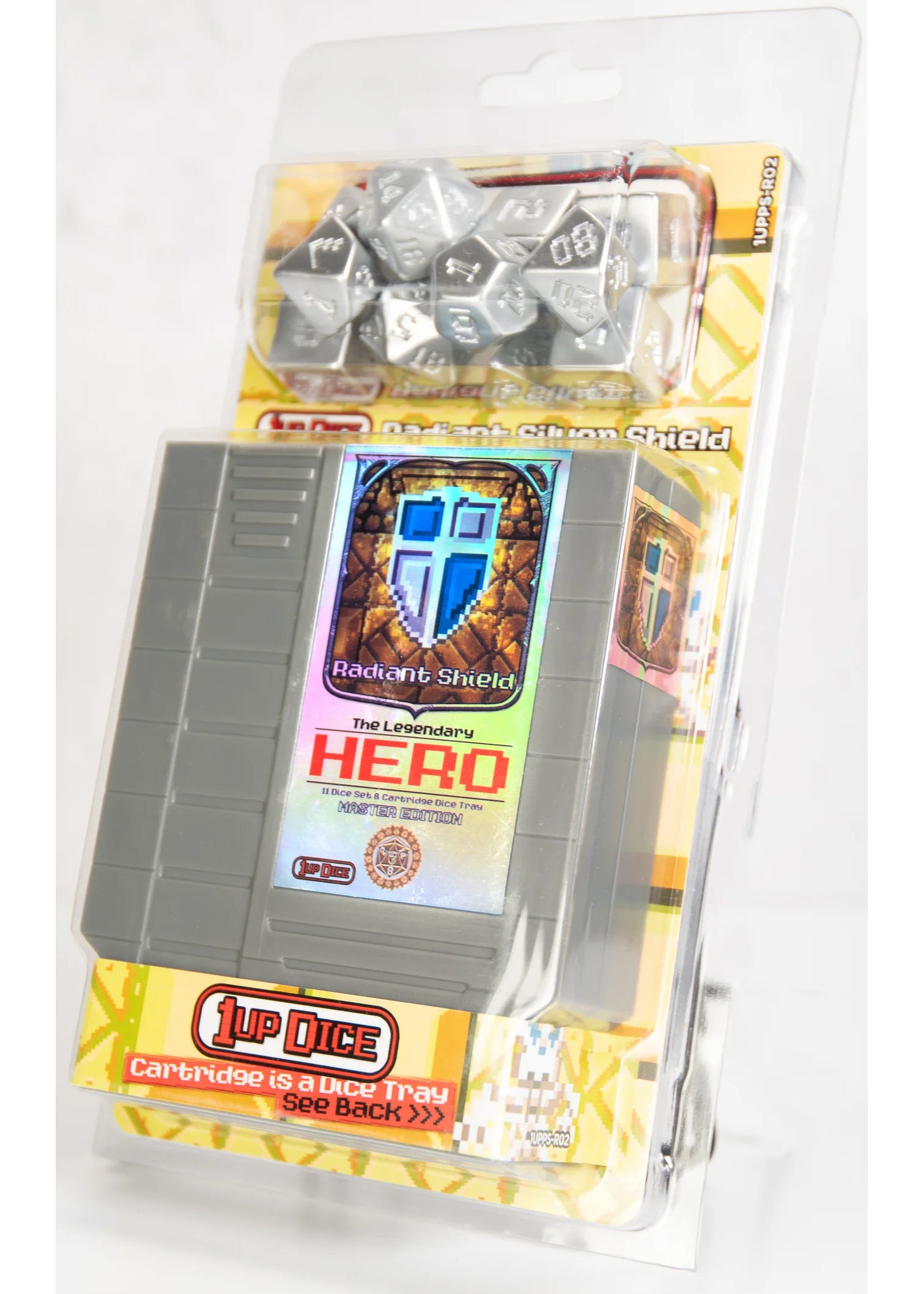 1UP-Dice Radiant Silver Shield Polyhedral Dice Set